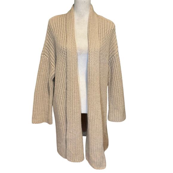 Eileen Fisher Size M Cardigan Sweater Cashmere Wool Chunky Knit Open Front - Picture 1 of 4